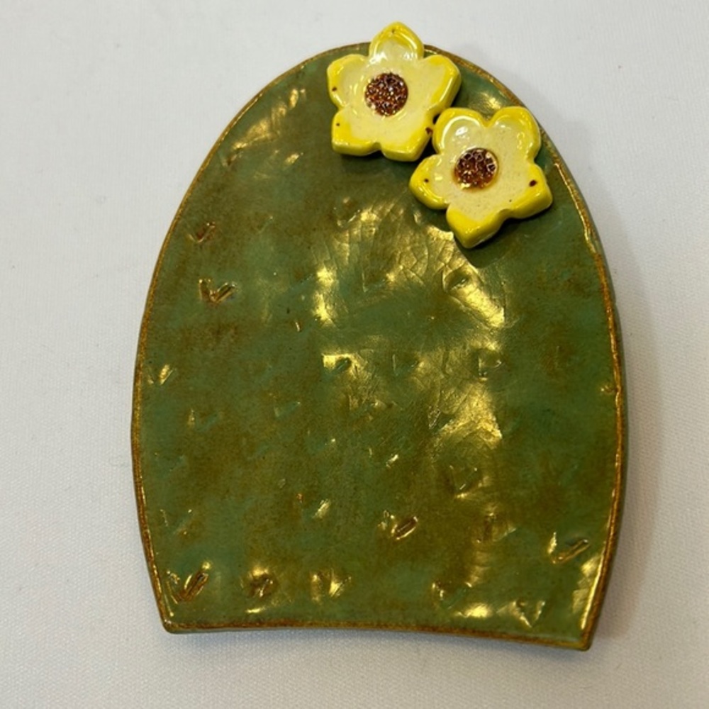 Handmade Pottery Cactus Spoon Rest or Decor